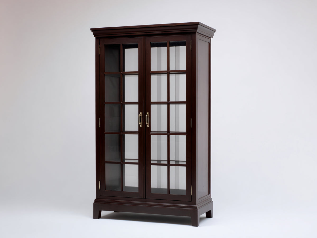 Librerie - Legno-Vetro-Metallo - 105x42x180 cm - Marrone scuro-Trasparente - Stile classico da esposizione