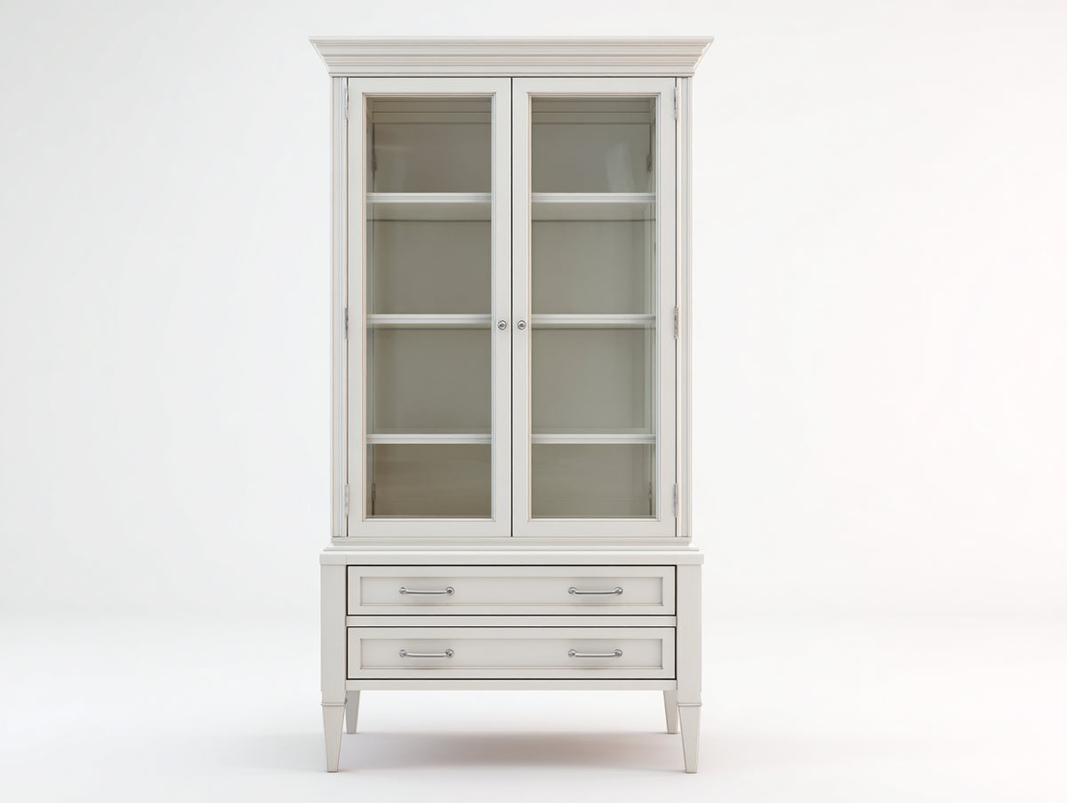 Librerie - Legno-Vetro-Metallo - 109x43x192 cm - Bianco-Trasparente - Stile classico elegante