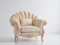 Poltrona - Tessuto - Legno - 112x98x108 cm - Beige crema - Stile classico barocco
