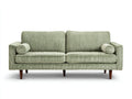 Divano a due posti - velluto a coste-legno - 181x90x84 cm - verde salvia chiaro - stile nordico moderno