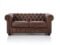 Divano a due posti - pelle - 168x90x76 cm - marrone scuro - stile Chesterfield classico