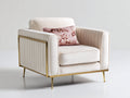 Poltrona - Tessuto - Metallo - 92x86x84 cm - Crema-Oro - Stile moderno elegante