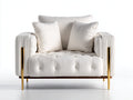 Poltrona - Tessuto - Metallo - Legno - 106x94x95 cm - Crema-Oro - Stile contemporaneo elegante