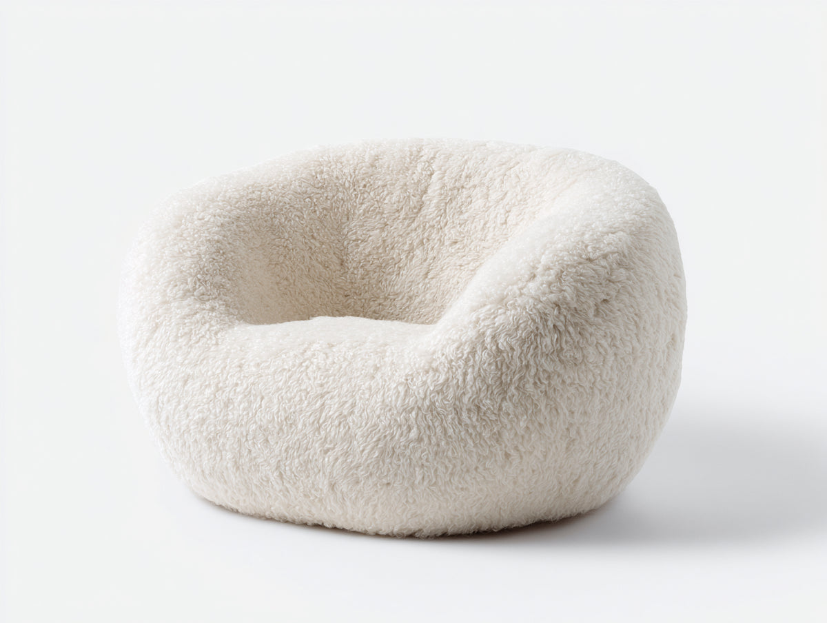 Poltrona - Tessuto - 110x105x74 cm - Bianco crema - Design moderno arrotondato