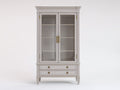 Librerie - Legno-Vetro-Metallo - 107x42x191 cm - Bianco-Trasparente-Oro - Stile classico con cornici decorative