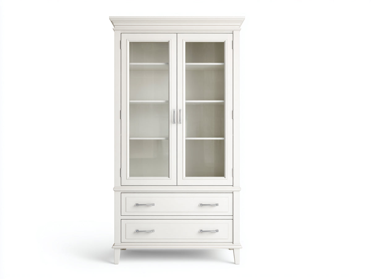 Librerie - Legno-Vetro-Metallo - 106x41x186 cm - Bianco-Trasparente - Stile classico raffinato
