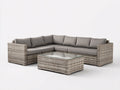 Divani da esterno - Rattan sintetico-Tessuto-Vetro - 285x215x76 cm - Tortora-Grigio scuro-Trasparente - Contemporaneo