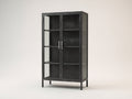 Librerie - Metallo-Vetro - 90x39x176 cm - Nero-Trasparente - Stile industriale essenziale