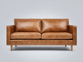 Divano a due posti - pelle-legno - 180x88x84 cm - marrone cognac - stile moderno di metà secolo