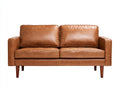 Divano a due posti - pelle-legno - 172x88x84 cm - marrone cuoio chiaro - stile moderno