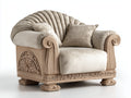 Poltrona - Tessuto - Legno - 125x108x112 cm - Beige - Stile classico decorativo