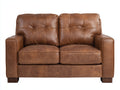 Divano a due posti - pelle-legno - 162x89x88 cm - marrone cognac - stile moderno
